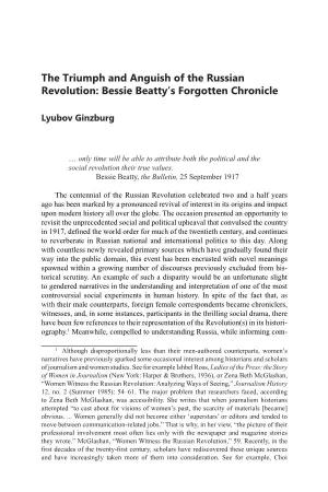 The Triumph and Anguish of the Russian Revolution: Bessie Beatty's