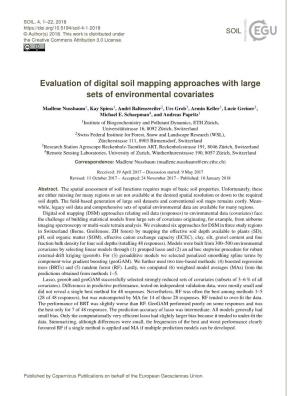 Evaluation of Digital Soil Mapping Approaches with Large Sets of Environmental Covariates