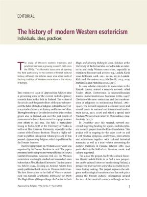 The History of Modern Western Esotericism Individuals, Ideas, Practices