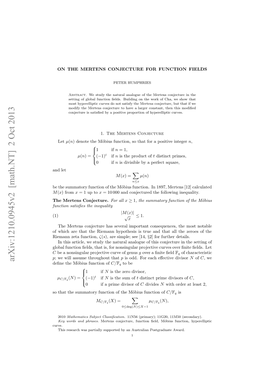 On the Mertens Conjecture for Function Fields 3