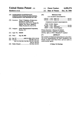 United States Patent [191 [11] Patent Number: 4,490,374 Bandurco Et A]