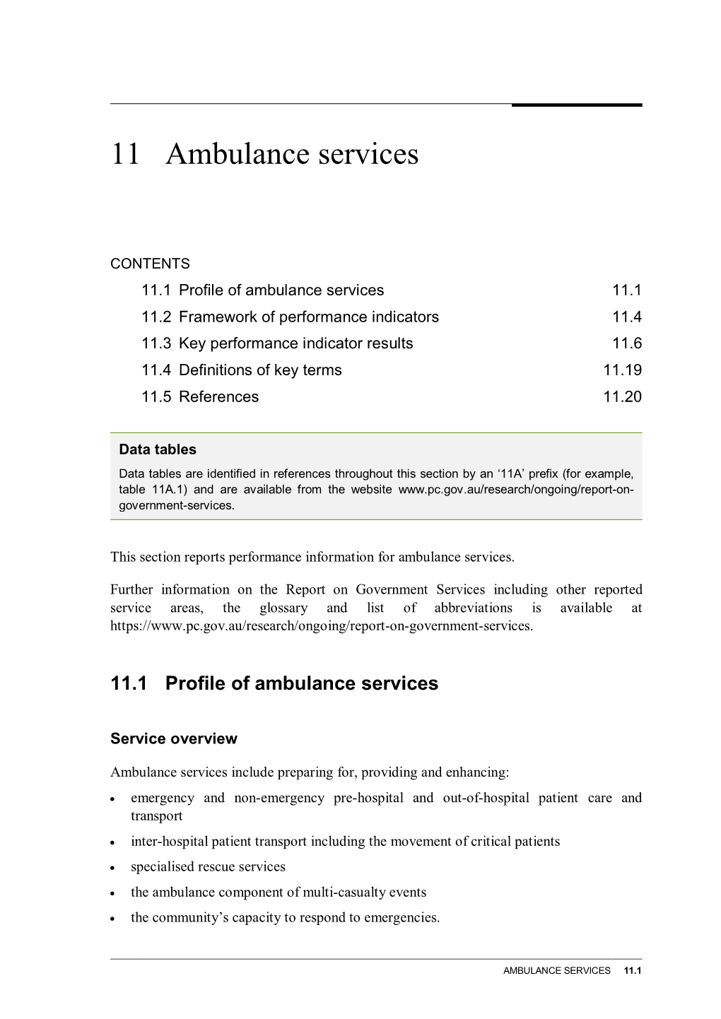 Section 11 Ambulance Services
