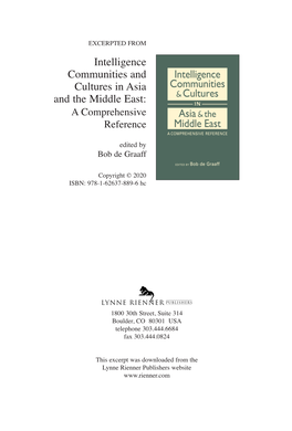 Intelligence Communities and Cultures in Asia and the Middle East: a Comprehensive Reference
