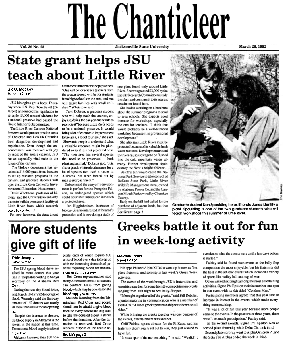 State Grant Helps JSU Teach About Little River Has Threesummer Workshops Planned