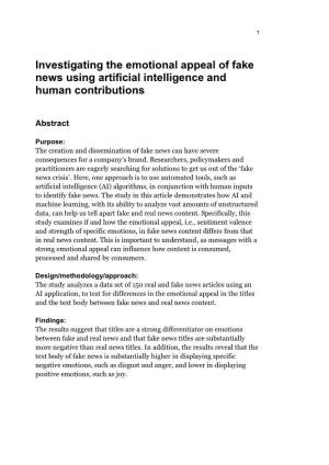 Investigating the Emotional Appeal of Fake News Using Artificial Intelligence and Human Contributions