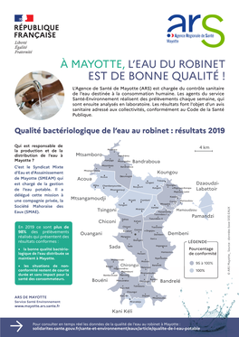 Mayotte, L'eau Du Robinet Est De Bonne Qualité
