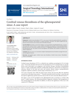 Cerebral Venous Thrombosis of the Sphenoparietal Sinus: a Case Report Camille K