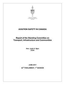 AVIATION SAFETY in CANADA Report of the Standing Committee