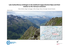 Late Carboniferous Schlingen in the Gotthard Nappe (Central Alps) And