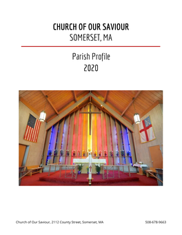 CHURCH of OUR SAVIOUR SOMERSET, MA Parish Profile 2020