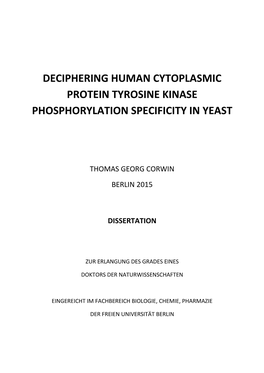 Deciphering Human Cytoplasmic Protein Tyrosine Kinase Phosphorylation Specificity in Yeast