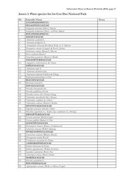 Information Sheet on Ramsar Wetlands (RIS), Page 17 Annex 1: Plant Species List for Con Dao National Park