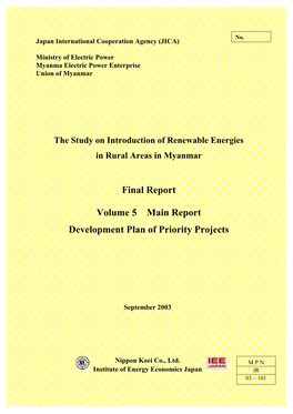 Final Report Volume 5 Main Report Development Plan of Priority Projects