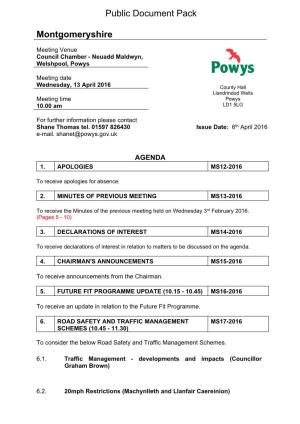 (Public Pack)Agenda Document for Montgomeryshire, 13/04/2016 10:00