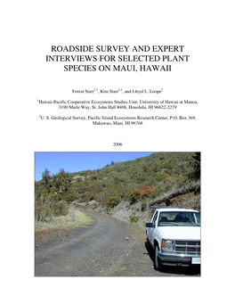 Roadside Survey and Expert Interviews for Selected Plant Species on Maui, Hawaii
