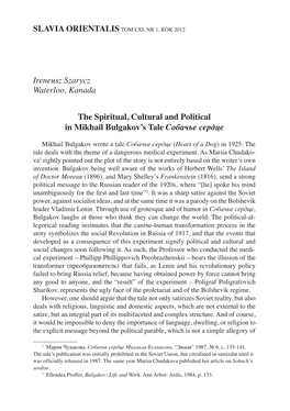 Ireneusz Szarycz Waterloo, Kanada the Spiritual, Cultural and Political