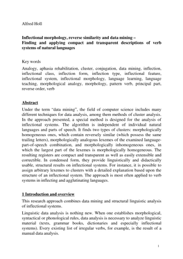 Alfred Holl Inflectional Morphology