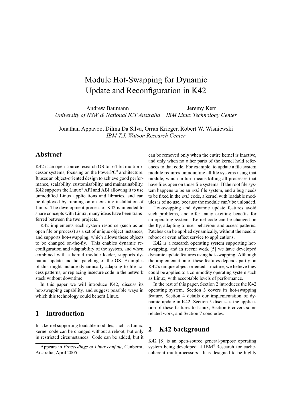 Module Hot-Swapping for Dynamic Update and Reconfiguration In