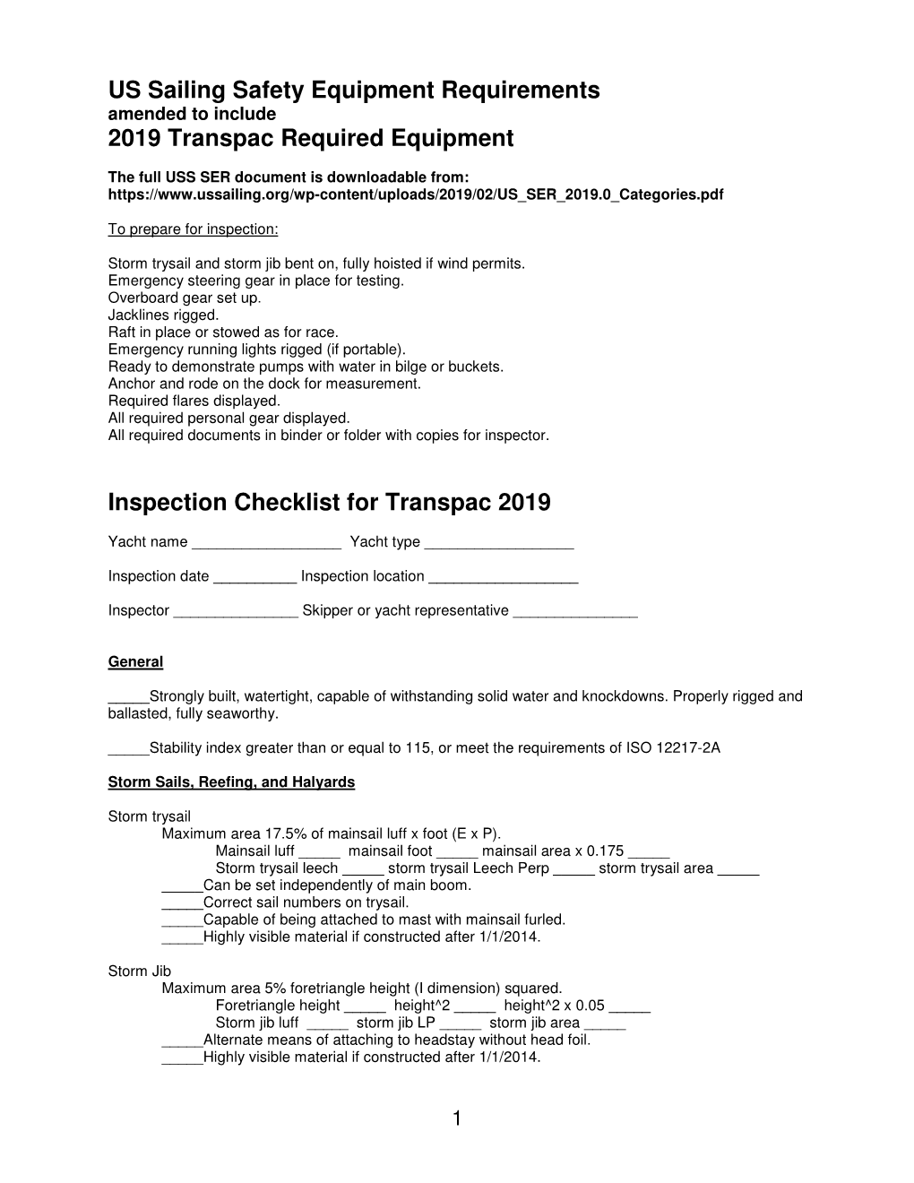 US Sailing Safety Equipment Requirements Amended to Include 2019 Transpac Required Equipment