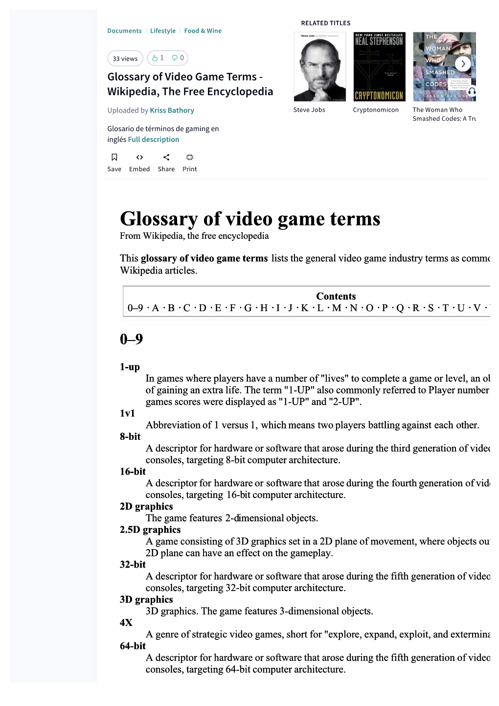 Glossary of Video Game Terms - Wikipedia, the Free Encyclopedia