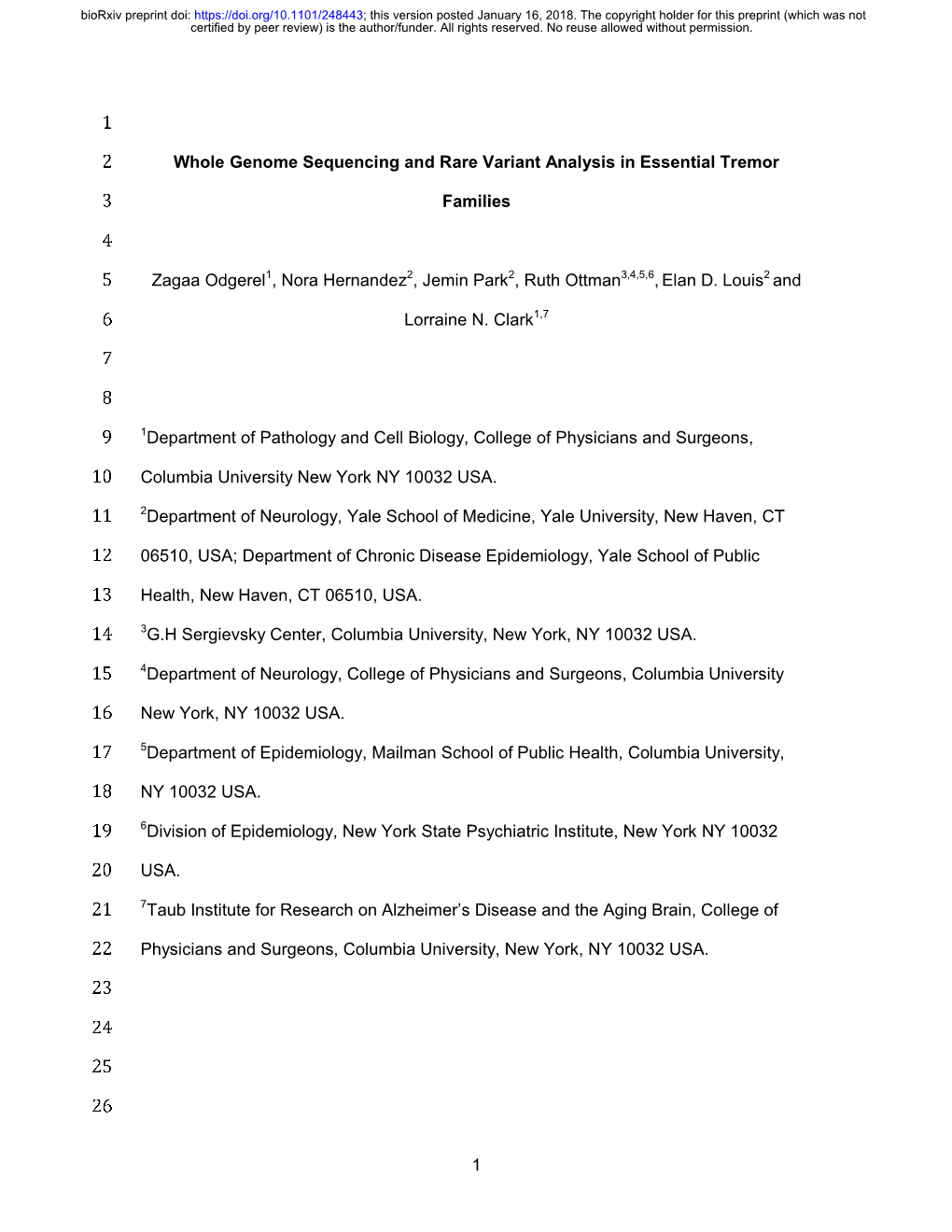 1 Whole Genome Sequencing and Rare Variant Analysis in Essential