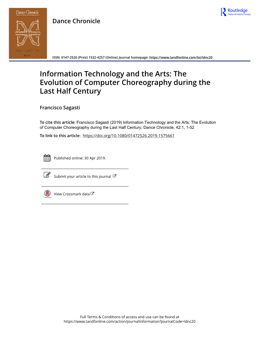 Information Technology and the Arts: the Evolution of Computer Choreography During the Last Half Century