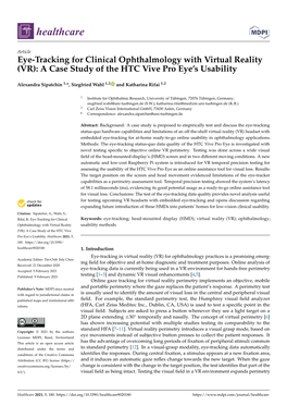(VR): a Case Study of the HTC Vive Pro Eye's Usability
