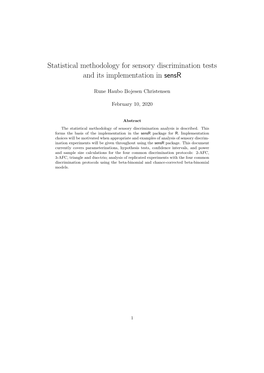 Statistical Methodology for Sensory Discrimination Tests and Its Implementation in Sensr