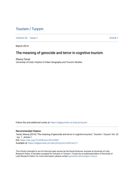 The Meaning of Genocide and Terror in Cognitive Tourism