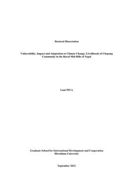 Doctoral Dissertation Vulnerability, Impact and Adaptation to Climate