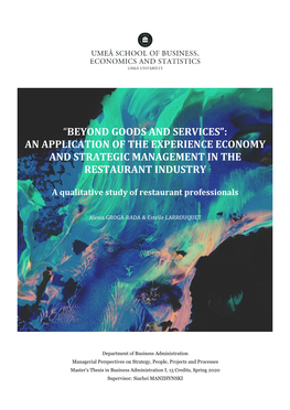 An Application of the Experience Economy and Strategic Management in the Restaurant Industry