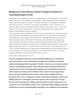 Metagenomic and Functional Analysis of Hindgut Microbiota of a Wood-Feeding Higher Termite