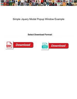 Simple Jquery Modal Popup Window Example