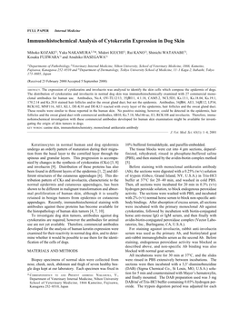 Immunohistochemical Analysis of Cytokeratin Expression in Dog Skin