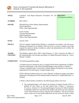 Policy Bulletin BUL-5469.2 Page 1 of 5 June 26, 2014 Office of The
