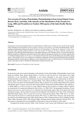 New Records of Cotylea (Polycladida, Platyhelminthes) from Lizard Island