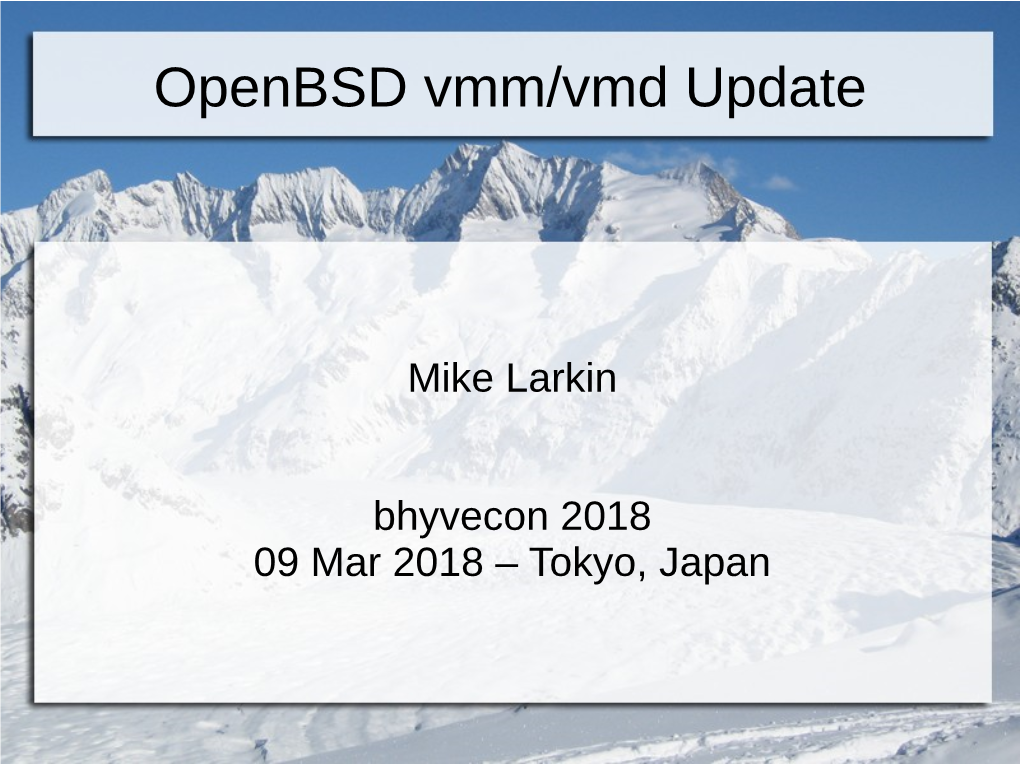 Openbsd Vmm/Vmd Update
