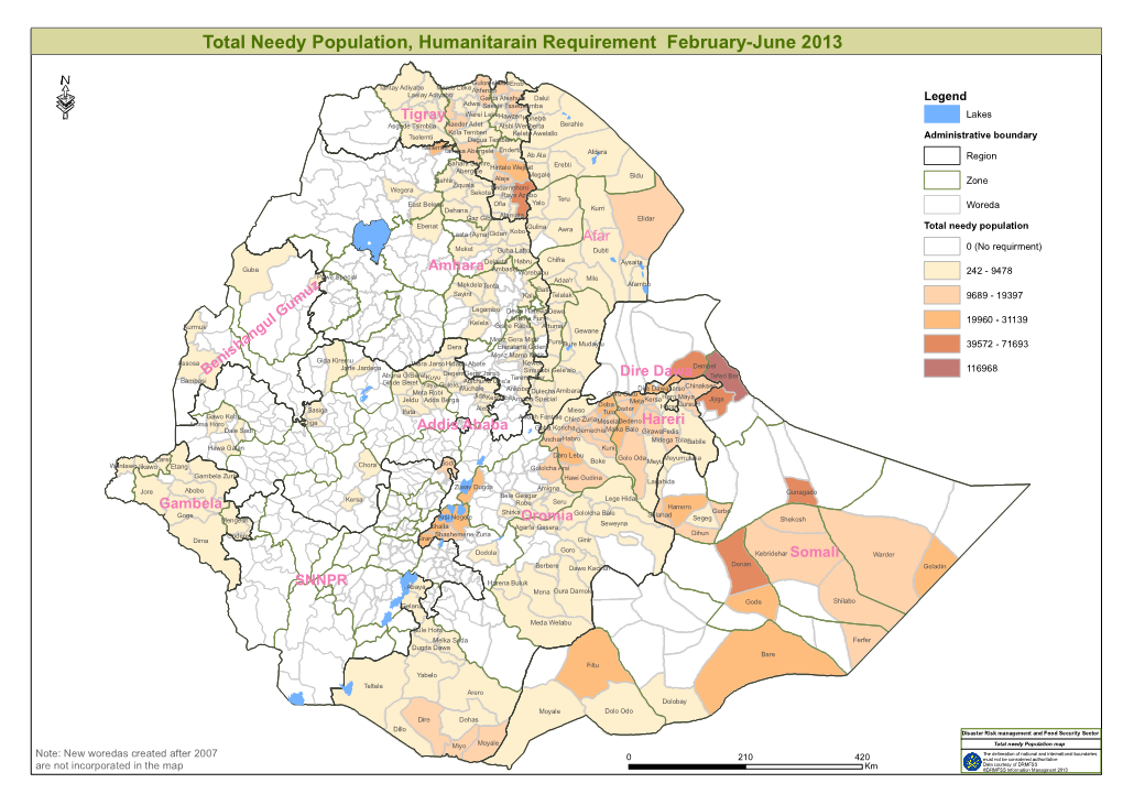 Total Needy Population, Humanitarain Requirement February-June 2013