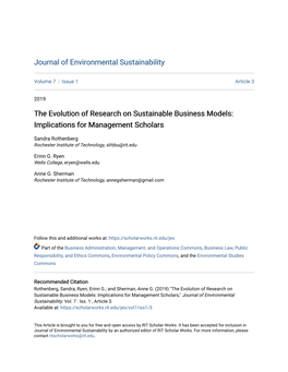 The Evolution of Research on Sustainable Business Models: Implications for Management Scholars
