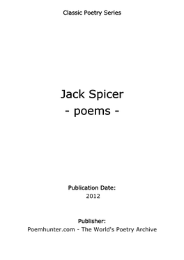 Jack Spicer - Poems