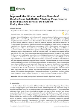 Improved Identification and New Records of Dendroctonus Bark