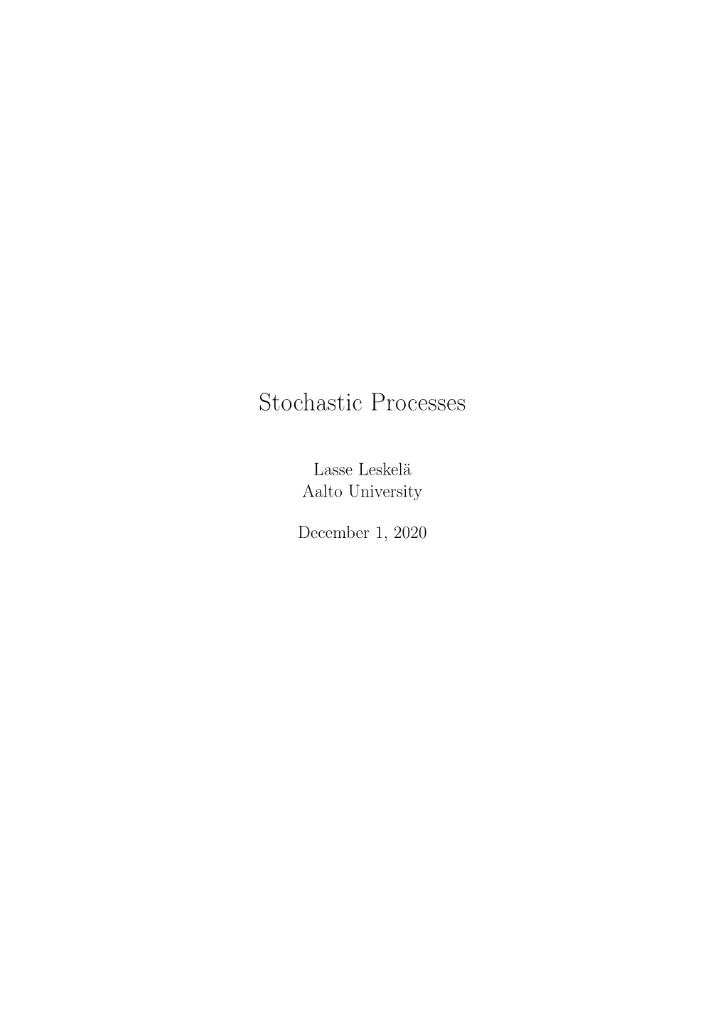 Stochastic Processes