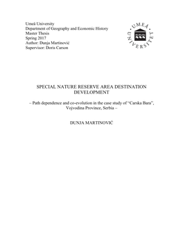 Special Nature Reserve Area Destination Development