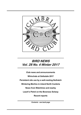 BIRD NEWS Vol. 28 No. 4 Winter 2017