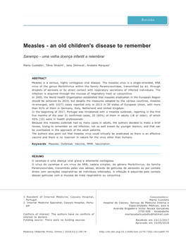 Measles - an Old Children's Disease to Remember