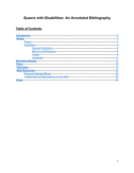 Queers with Disabilities: an Annotated Bibliography