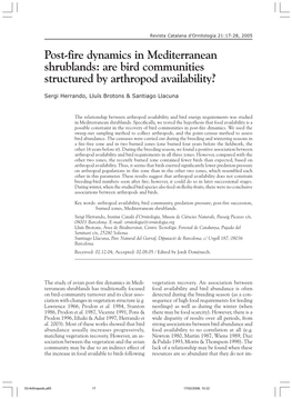 Are Bird Communities Structured by Arthropod Availability?
