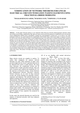 Verification of Network Theorems for Linear Electrical Circuits with Lossy Passive Elements Using Fractional-Order Modeling