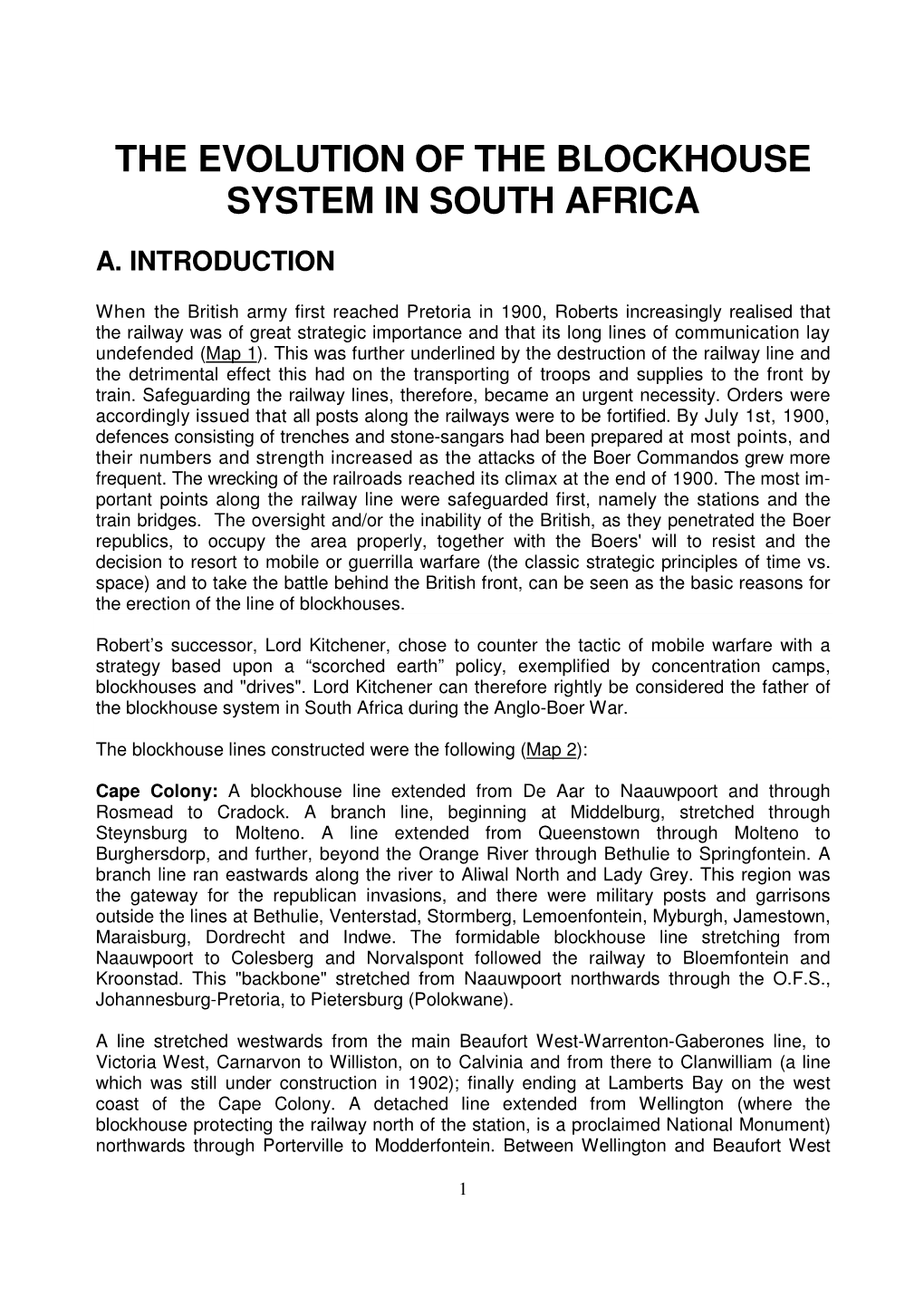 The Evolution of the Blockhouse System in South Africa