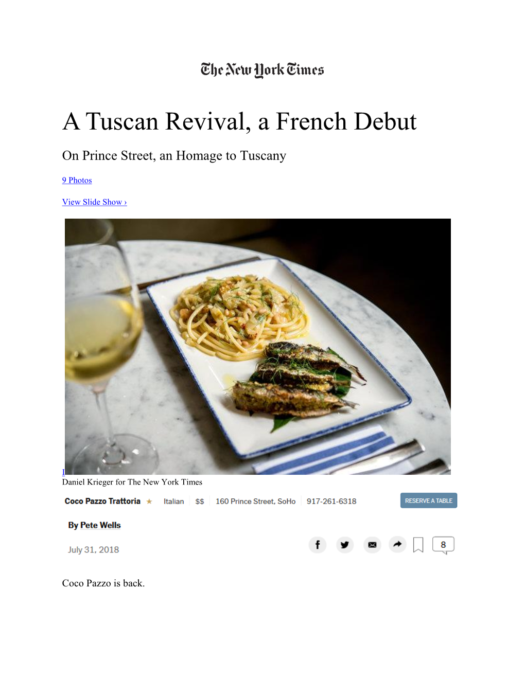 A Tuscan Revival, a French Debut